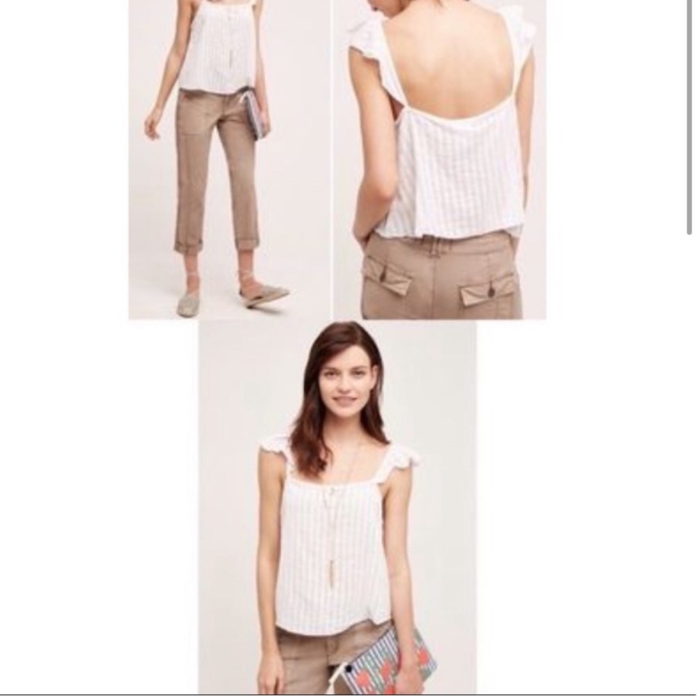Anthropologie White Check Tank Top | Size Small